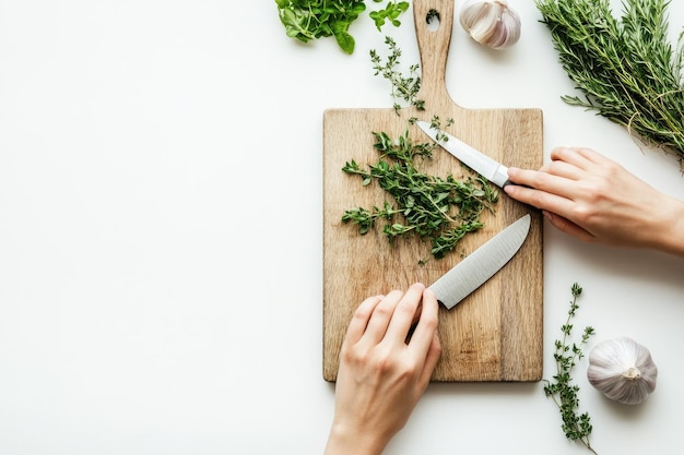 Ręce siekające zioła